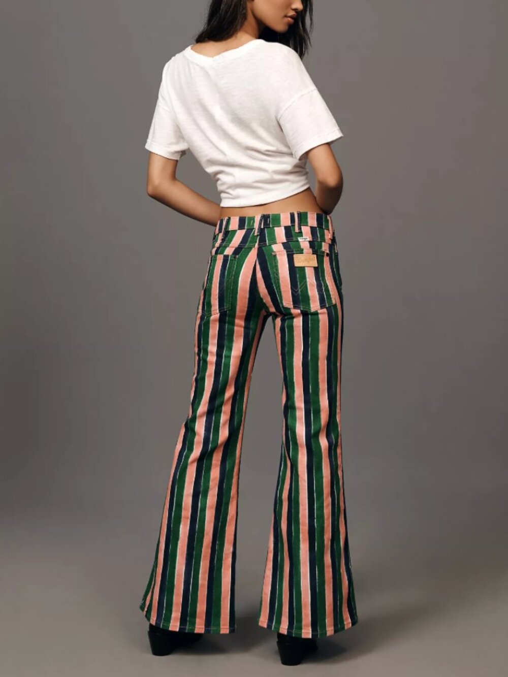 NWT Wrangler | Wanderer Painterly Stripe Mid Rise Flare Jeans Colorful | Size 26